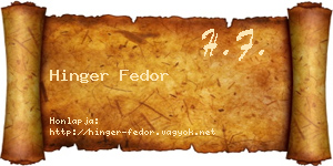 Hinger Fedor névjegykártya